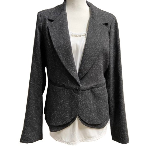 NWOT Blazer Charcoal Heather-Print Sz 12 - Picture 3 of 15